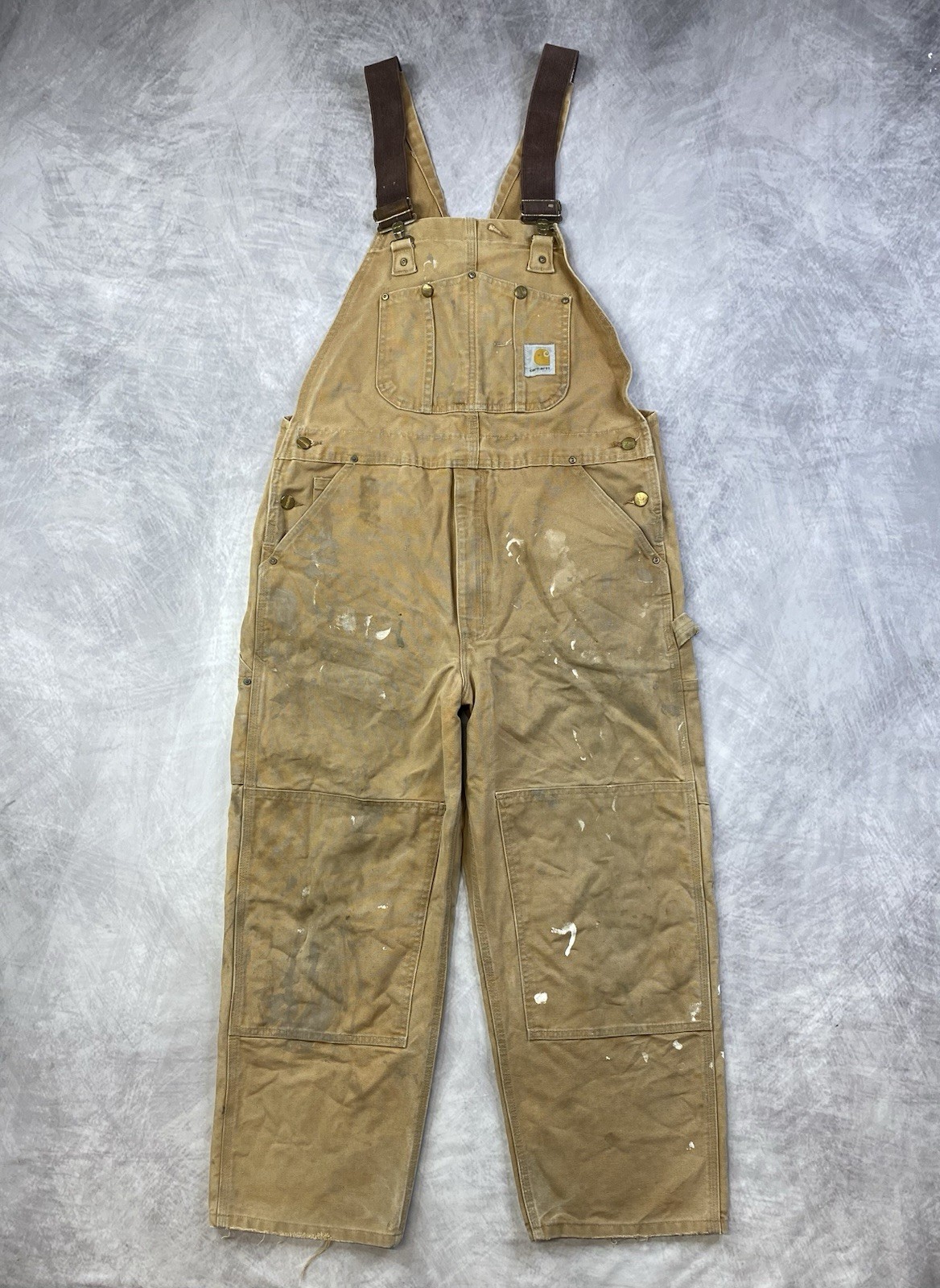 Carhartt R01 BRN Bib Overalls Duck Canvas Double Knee Size 38x30