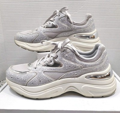Sketchers Street Hazel Dazzle N Dash Silver Rhinestone Sneakers Sz 10