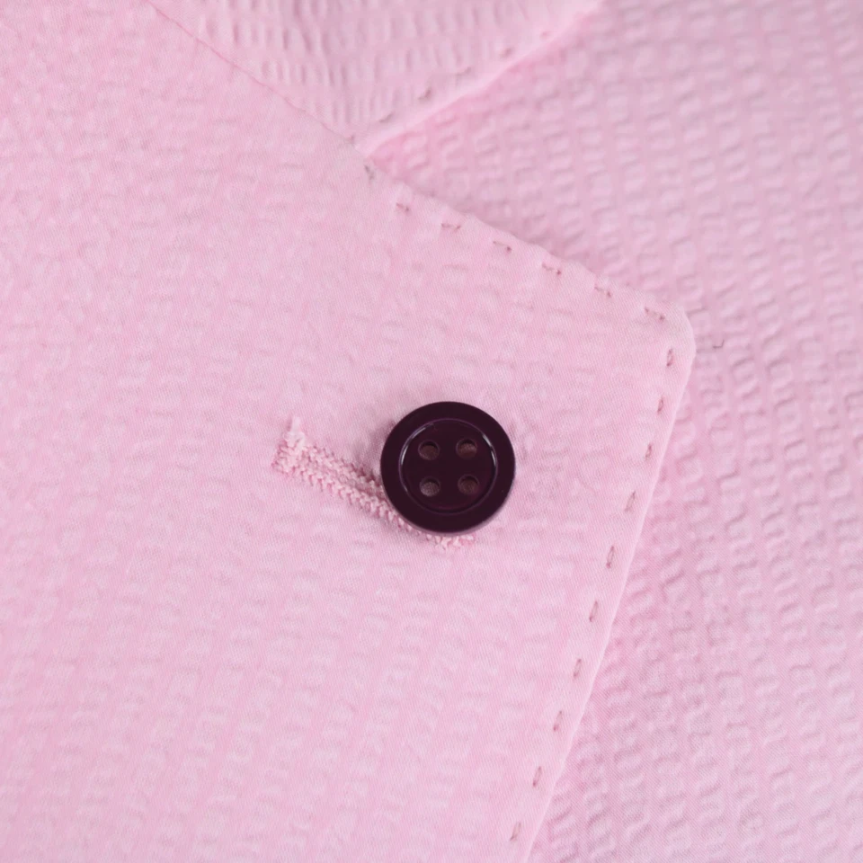 Sartoria Partenopea NWT Cotton Sport Coat Size 58R (48R US) In Pink Seersucker - Image 3 of 4