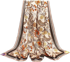 100 Silk Scarf 43" Large Square Shawl Women Hair Wraps-Gift Packed