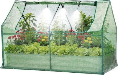 Erhobenes Gartenbett mit Gewächshausabdeckung 3-in-1 Große Pflanzenbox
