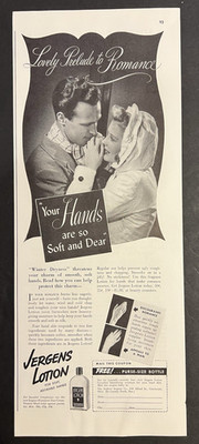 Vtg 1930s AD-Jergens Lotion -Rough Hands Discourage Romance-Winter Dryness