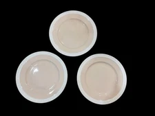 Steubenville Inlaid-Pink with White Trim Set of 3 Round Salad Plates RARE 9 1/4”