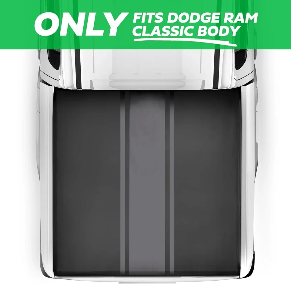 Elegante cubierta Tonneau gris a rayas para Ram 1500 modelos clásicos 2002-2025 Foto 4 de 4