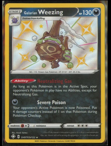 Galarian Weezing SV077/SV122 Shining Fates Shiny Vault Pokemon Holo NM