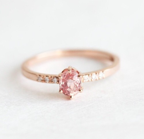 0.67CT Oval & Round Cut Lab Grown Diamond Women Engagement Ring In 10K Rose Gold - Picture 3 of 7