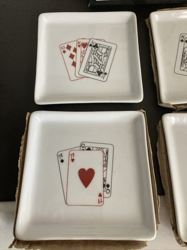 2003 Set of 4 BIA PORCELAIN COASTERS Suit Playing Cards Poker Bridge - Picture 2 of 7