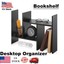 bookcase desktop shelf desk bookshelf storage organizer wood rack table office
