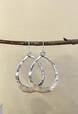 Hammered Silver Hoop Teardrop Earrings Sterling Earring Wires Sundance Treasures