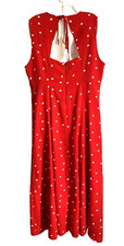 Vintage David Warren Woman 16 Red Dress Maxi White Polka Dot Cut Out Back Y2K