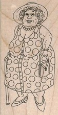 Polkadot Lady 2 x 3 3/4" Rubber Stamp, Woman Stamp, Lady Stamp