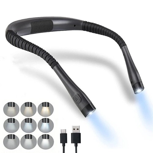 Luce LED Collo Libro Luce USB Ricaricabile per Lettura a Letto Artigianato Campeggio - Foto 26 di 26