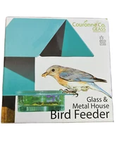 Couronne Co. Glass & Metal House Bird Feeder Aqua