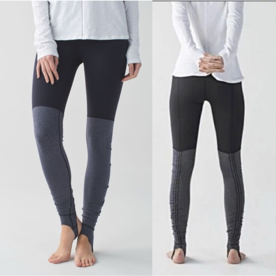 Lululemon High Rise Wunder Under Stirrup Leggings Black Herringbone
