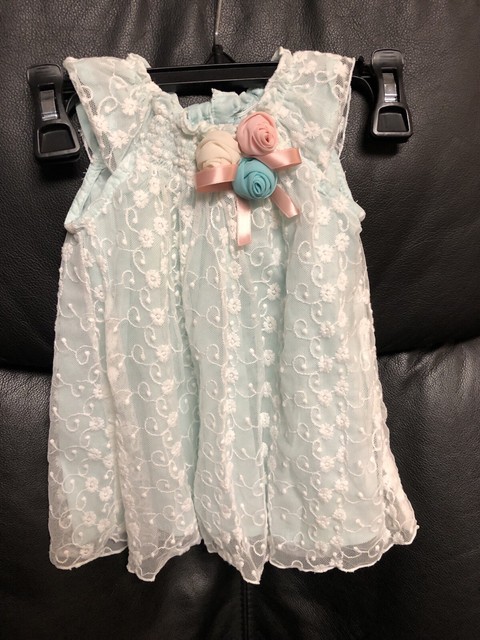 Catherine Malandrino Baby Girl Floral Sheer Lace Dress Mint 0-3 Months Rosettes | eBay