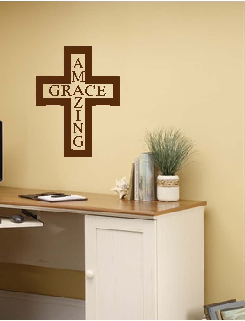 Amazing Grace Cross Wall Sticker Wall Art Decor Vinyl Decal Religious