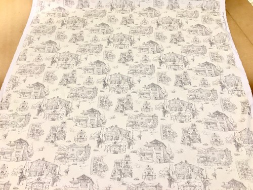 854. GREY TOILE DE JOUY 100% COTTON FABRIC - Picture 2 of 7