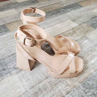 Sam Edelman Kaitlyn Blonde Sandals Womens Sz 9 Ankle Strap Heeled Heels NWOB