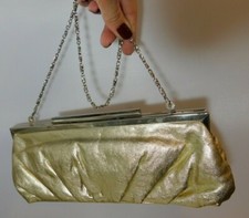 Cool Lulu Townsend Gold Tone Evening Bag Clutch Snap Closure Shoulder Strap