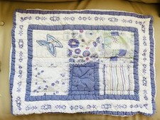 Pottery Barn teen Kids quilted embroidered butterfly standard pillow sham Blue