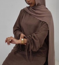 Muslim Women Long Dress Abaya Dubai Kaftan Evening Maxi Robe Plain Formal Party