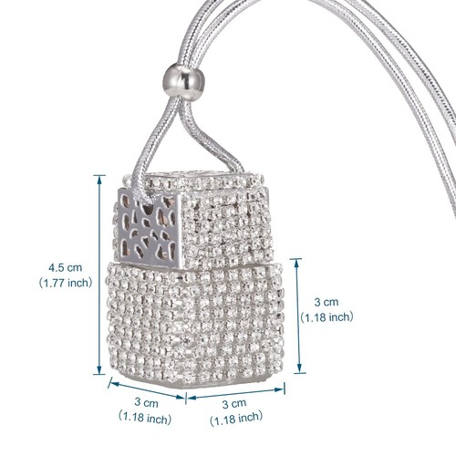 Silver Bottle Car Hanging Ornament Perfume Pendant Air Freshener Essential Bling - Picture 2 of 9
