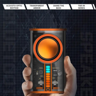 Transparent Mecha Mini Wireless Bluetooth Lautsprecher Bass Portable Speaker NEU