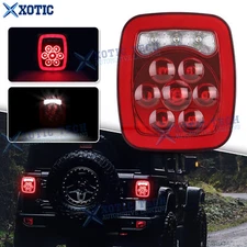 Red/White Multi Function LED Brake Tail Backup Light For Jeep Truck Trailer Boat