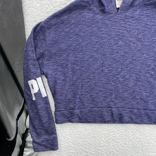 Pink Sweatshirt Women's Junior Size M Medium Purple Loose Fit Cropped Hoodie - Picture 3 of 13