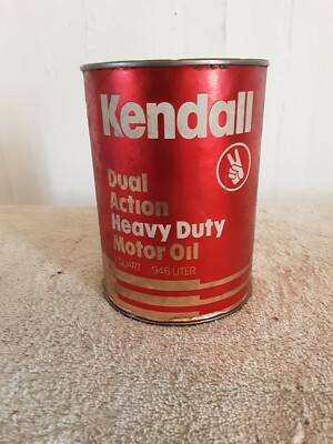 Vintage motor oil can KENDALL DUAL ACTION HEAVY DUTY FULL unopened