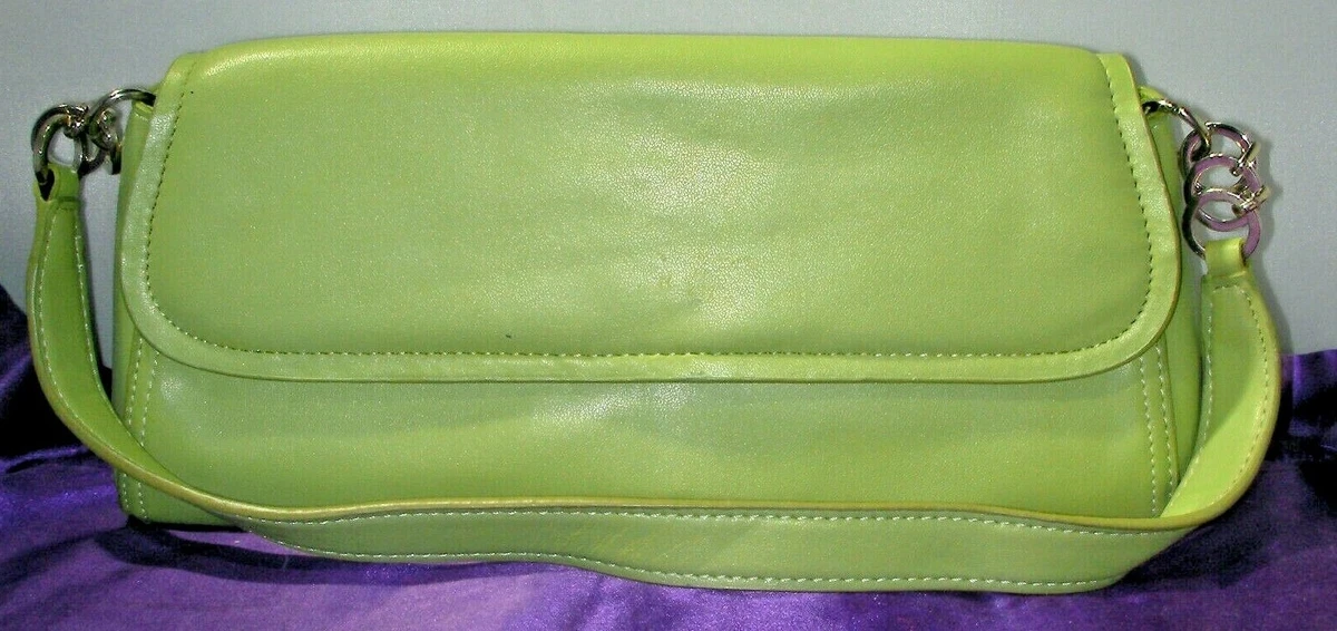 MC Light Olive Green purse handbag Baguette Envelope style magnet clasp  Leather?