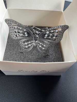 BUTTERFLY Hair Barrett Vintage style Black And Clear Rhinestones