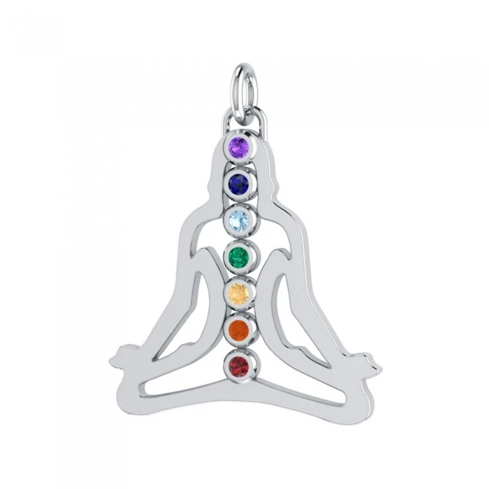 Chakra Silhouette Pendant Healing 925 Sterling Silver Spiritual 
