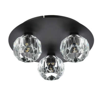 Crystal Chandelier Flush Mount Lighting Modern Kitchen or Dining Room Black 12''