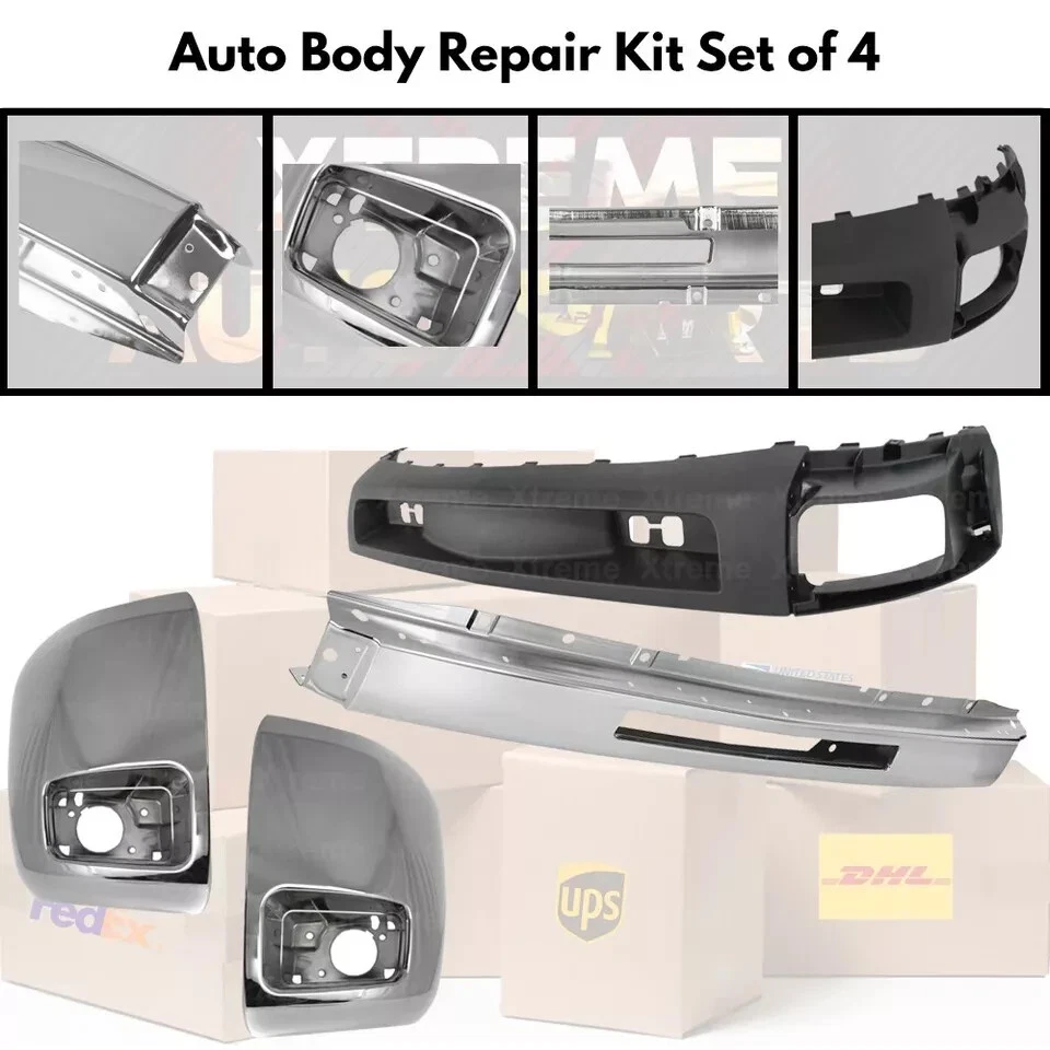 前保险杠铬和气坝套件适用于 2007 - 2010 雪佛兰索罗德 2500HD 3500HD — 第 2/4 张图片