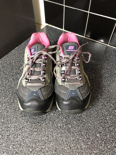 Sketchers wasserdichte Damen-Stahlkappe Memory Foam 76574 grau pink Größe 7,5 - Bild 2 von 4