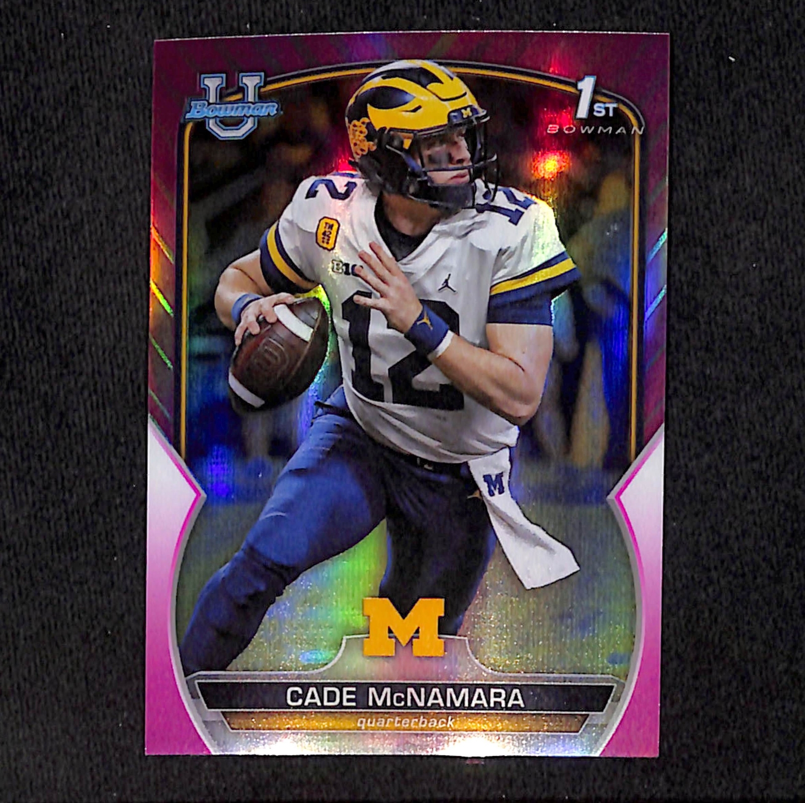 Cade McNamara 2022 Bowman University Chrome Pink Refractor #99 Michigan