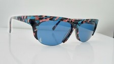 Vintage EQ-10 10036A/UL Black Blue Pink Oval Half-Rim Sunglasses Frames