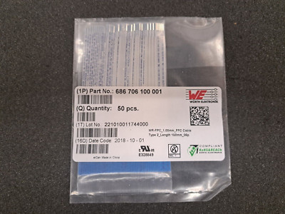 New, Wurth Elektronik, 686706100001, CABLE FLT FLEX TAPE POLY 6POS, Lot of 50