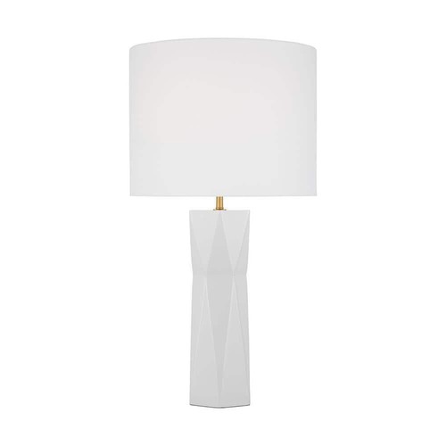 SCOTT LIVING Table Lamp 26. 5" Ceramic Bedside Led W/ White Linen Fabric Shade