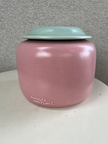 Vintage Wazon Garnek lata 80. ceramika art deco Masa Mami Hawaje różowy zielony 7" X 7,5"