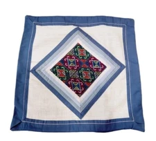 Handmade Patchwork  Quilt Cross Stitch Pillowcase Pillow Cover 16 x 16 in. 