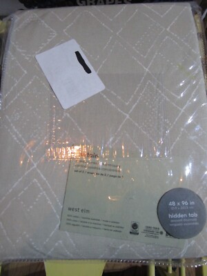 2 West Elm Cotton Canvas Hand Drawn Diamond Curtains drapes Stone Gray 48 96 New