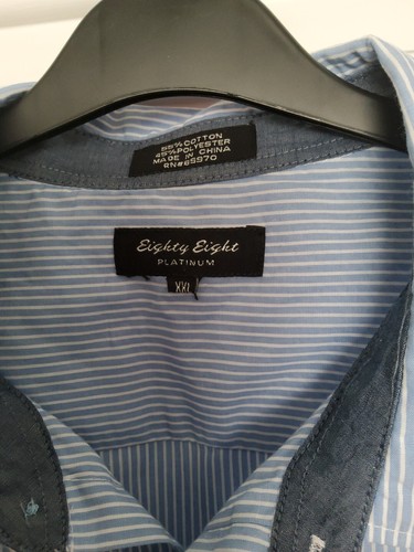 Eighty Eight Platinum 2XL Shirt Mens Blue Stripe 24" Pit-to-Pit Designer Large - Picture 2 of 6