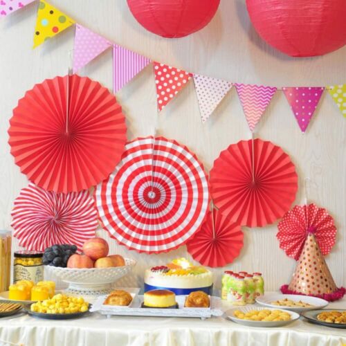 6/12PCs Paper Fan Flowers Hanging Birthday Wedding Baby Shower Party Decor - Picture 49 of 90