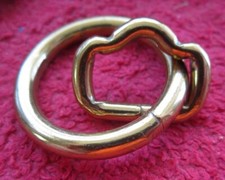 6 VINTAGE NORTH & JUDD 5/8" x 1" HORSE HALTER LOOPS & RINGS, BRASS TONE, NOS