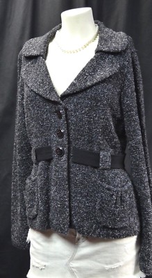 CLASSIQUES ENTIER Boucle Knit Blazer light jacket stretch coat tweedy L NEW VTG