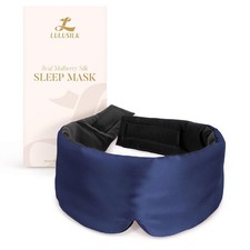 Reversible Mulberry Silk Sleep Mask for Women and Men, Adjustable Real Silk E...