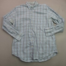 Peter Millar Shirt Mens XL Long Sleeve Button Front Plaid Blue Casual