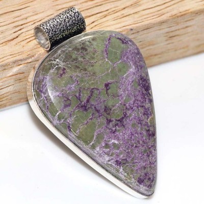 925 Silver Plated Purpurite Pendant 1.8'' Limited Edition Design Trendy MJ